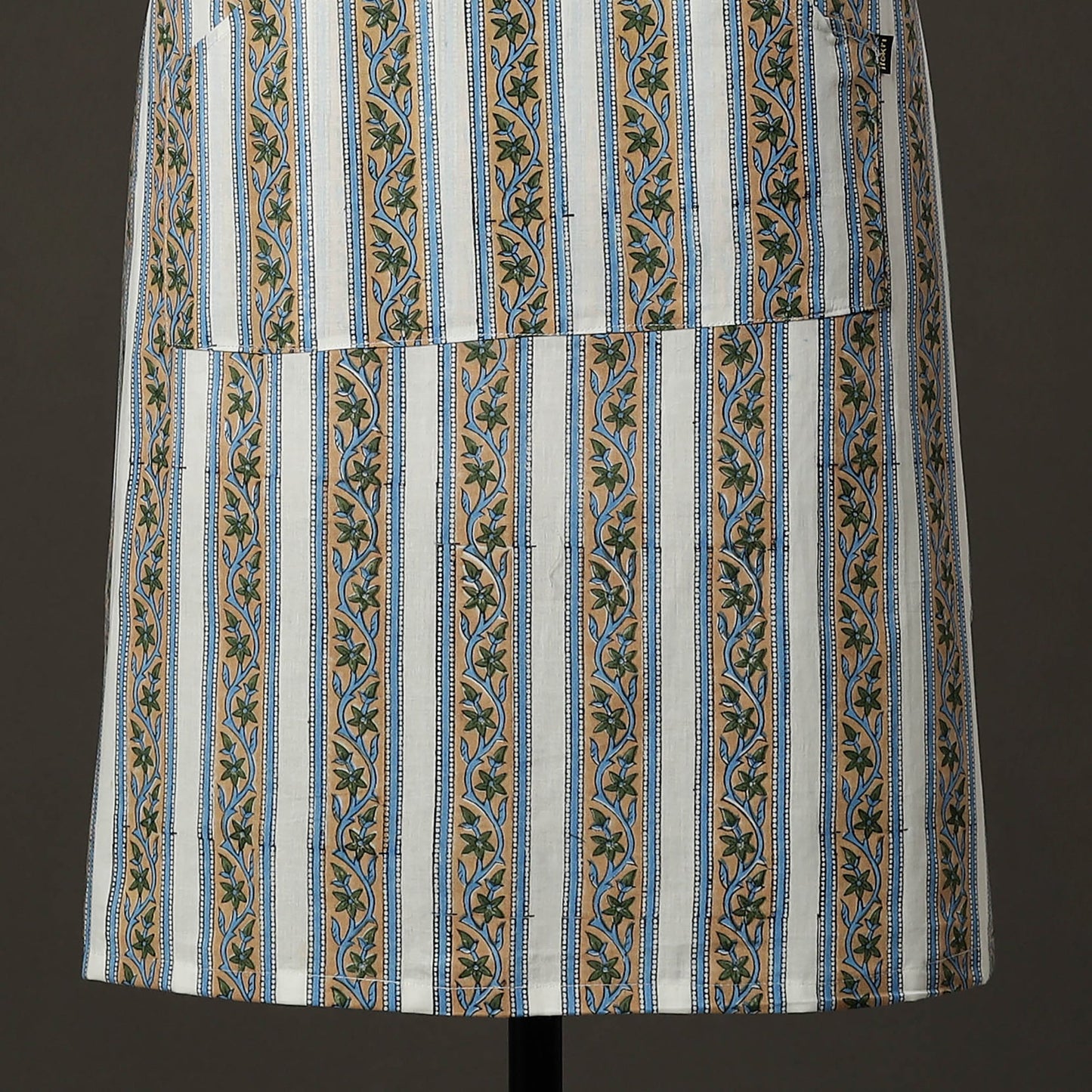 Multicolor Sanganeri Block Printed Cotton Apron with Pocket 