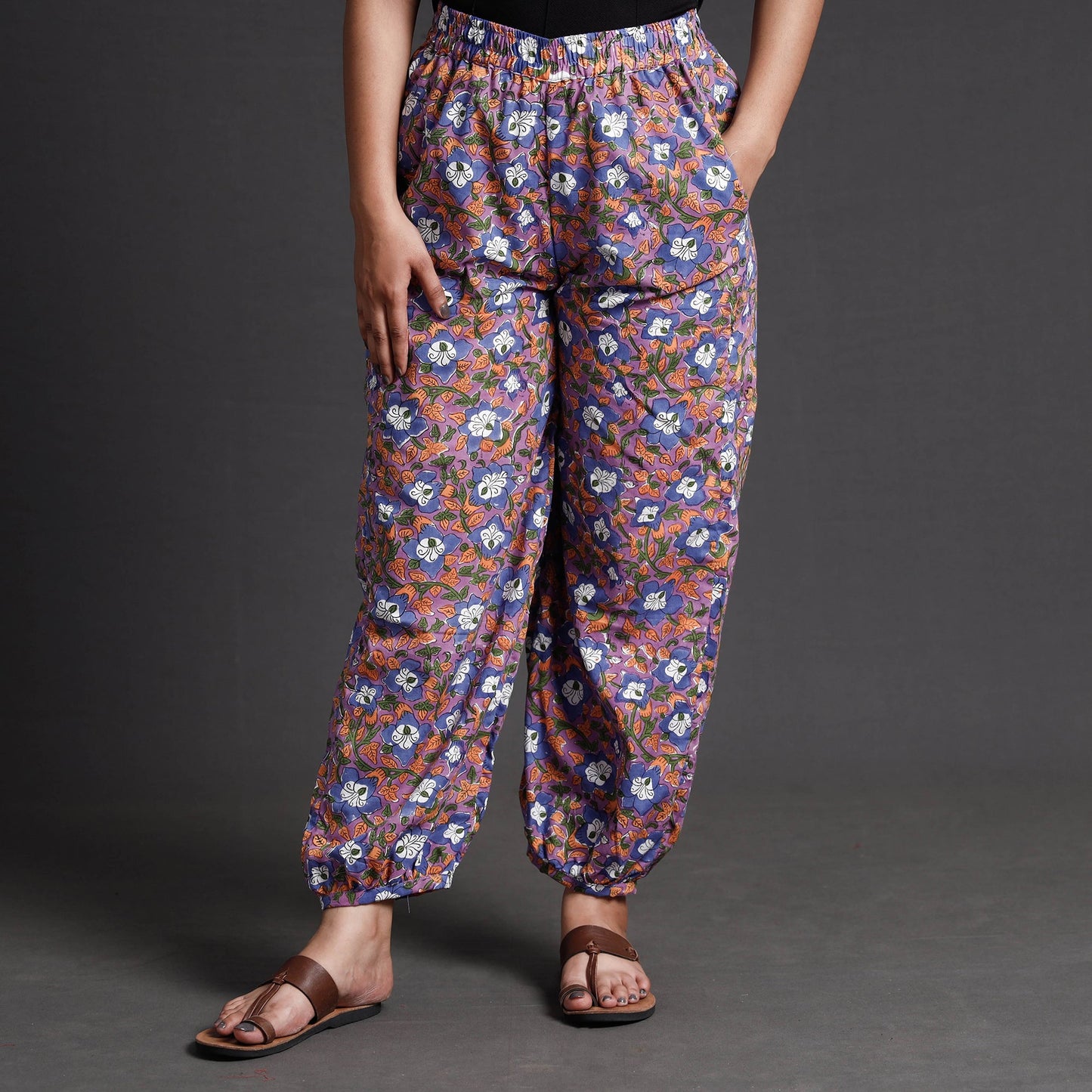 Buy Sanganeri Block Printed Cotton Elasticated Afghani Salwar Online at iTokri.com