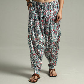 White - Sanganeri Block Printed Cotton Elasticated Salwar 05