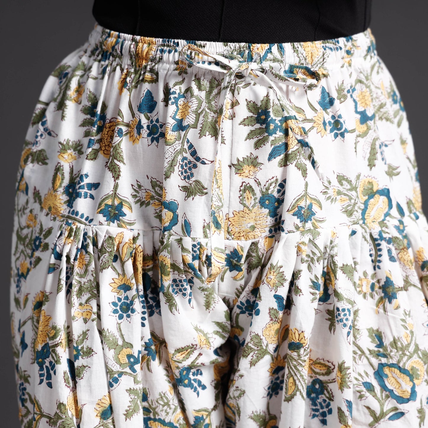 Multicolor - sanganeri printed cotton elasticated salwar