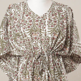  Sanganeri Printed Cotton Kaftan with Tie-Up Waist 