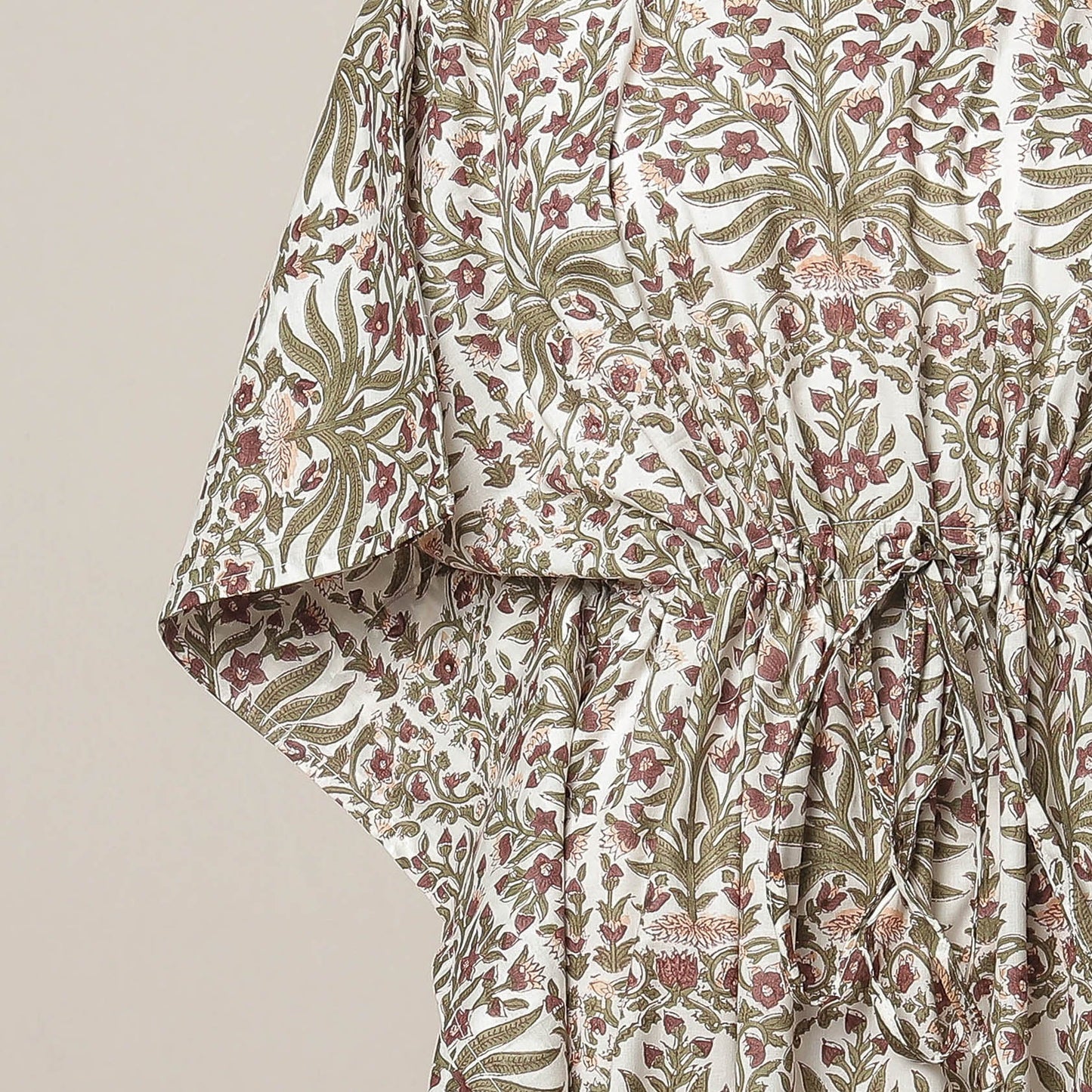  Sanganeri Printed Cotton Kaftan with Tie-Up Waist 