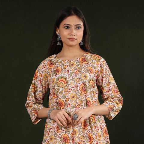 Buy Sanganeri Block Printed Cotton Long Kurta Online at iTokri.com