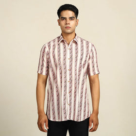  Sanganeri Block Printed Cotton Men Half Sleeve Shirt 14 