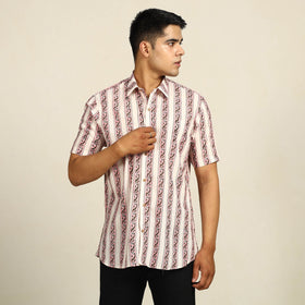  Sanganeri Block Printed Cotton Men Half Sleeve Shirt 14 