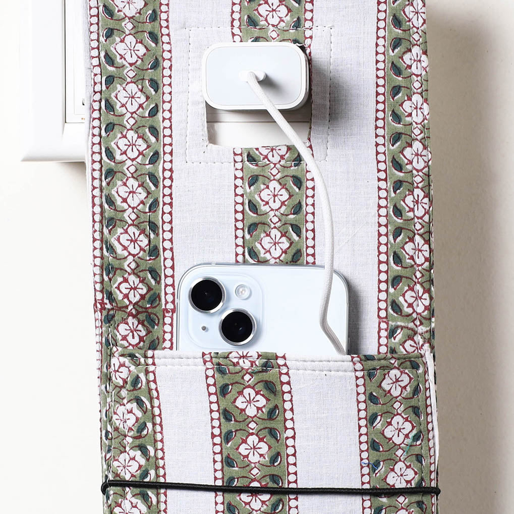 Multicolor Sanganeri Block Printed Cotton Mobile Charging Holder 