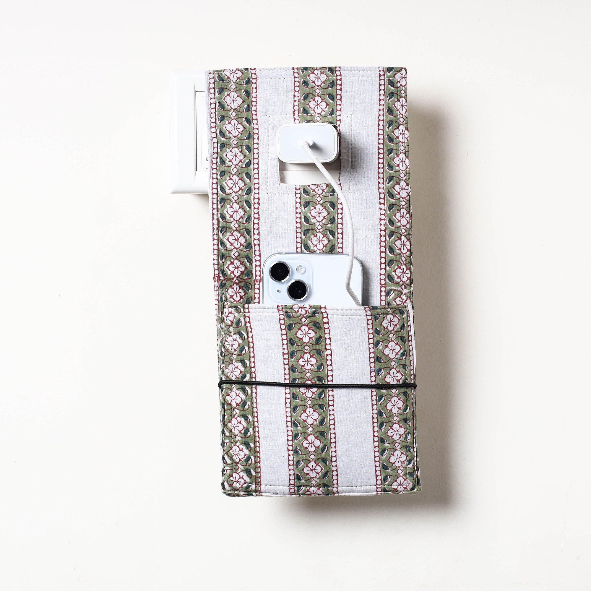 Multicolor Sanganeri Block Printed Cotton Mobile Charging Holder 