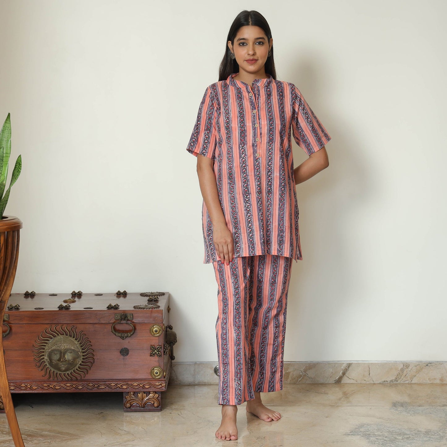  Sanganeri Block Printed Cotton Night Suit Set 03 