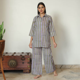 Buy Sanganeri Block Printed Cotton Night Suit Set 16 Online at iTokri.com