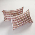  Sanganeri Block Printed Cotton Pillow Cover with Lace (26 x 16 in) - Set of 2 