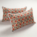  Sanganeri Block Printed Cotton Pillow Cover with Lace (28 x 18 in) - Set of 2 