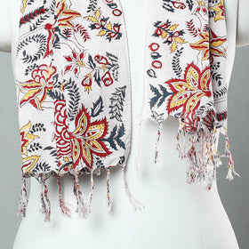 Buy Sanganeri Block Printed Cotton Stole with Tassels 17 Online at iTokri.com