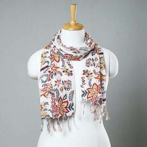Buy Sanganeri Block Printed Cotton Stole with Tassels 17 Online at iTokri.com