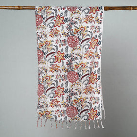 Buy Sanganeri Block Printed Cotton Stole with Tassels 17 Online at iTokri.com