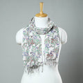  Sanganeri Block Printed Cotton Stole with Tassels 34 