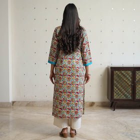 Buy Sanganeri Block Printed Cotton Kurta with Kantha Patchwork 01 Online l iTokri.com