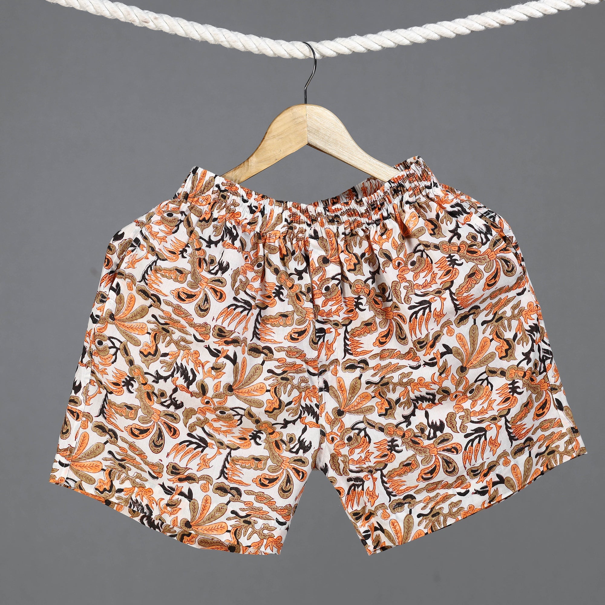 Multicolor - sanganeri printed cotton unisex boxer/shorts