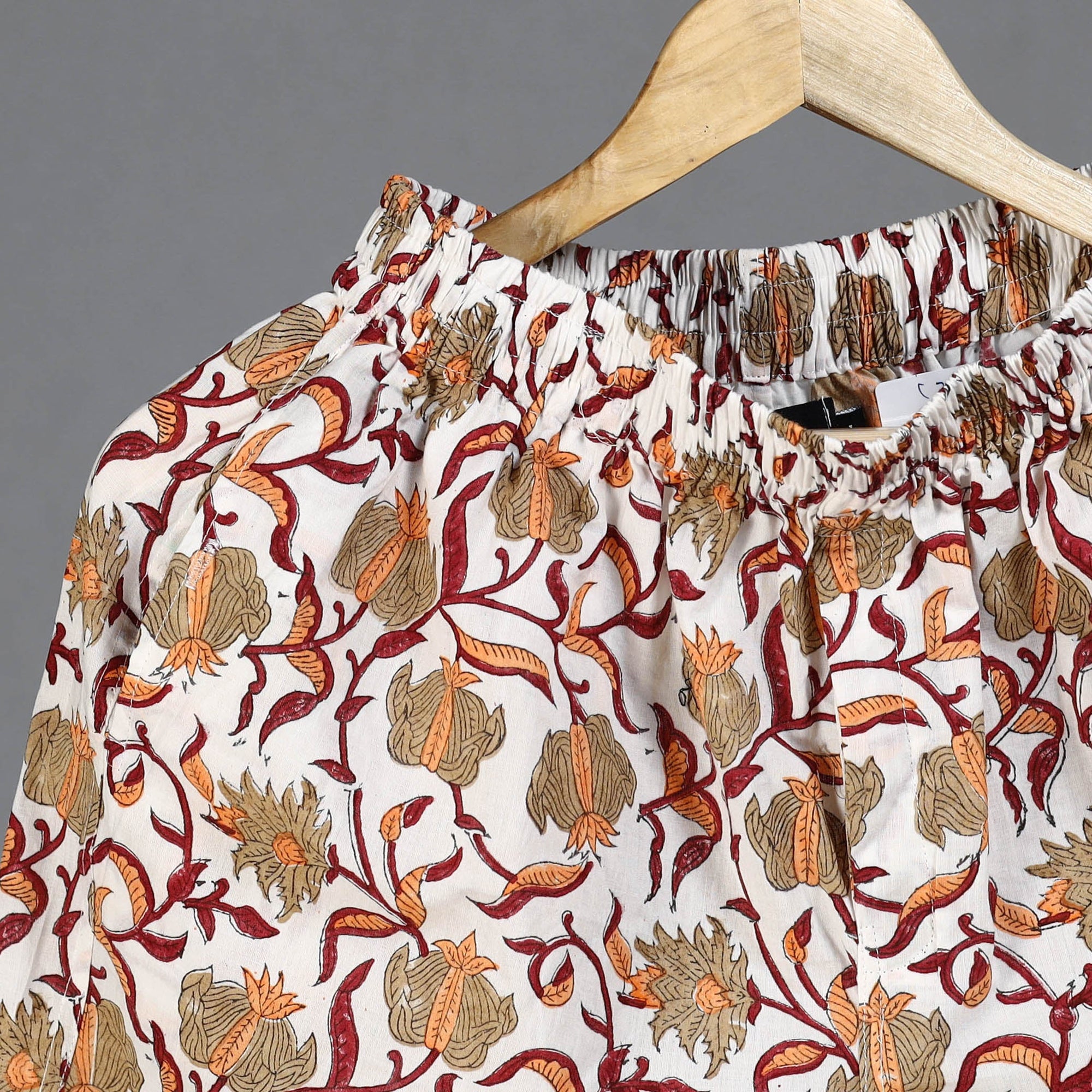  Sanganeri Block Printed Cotton Unisex Boxer/Shorts 