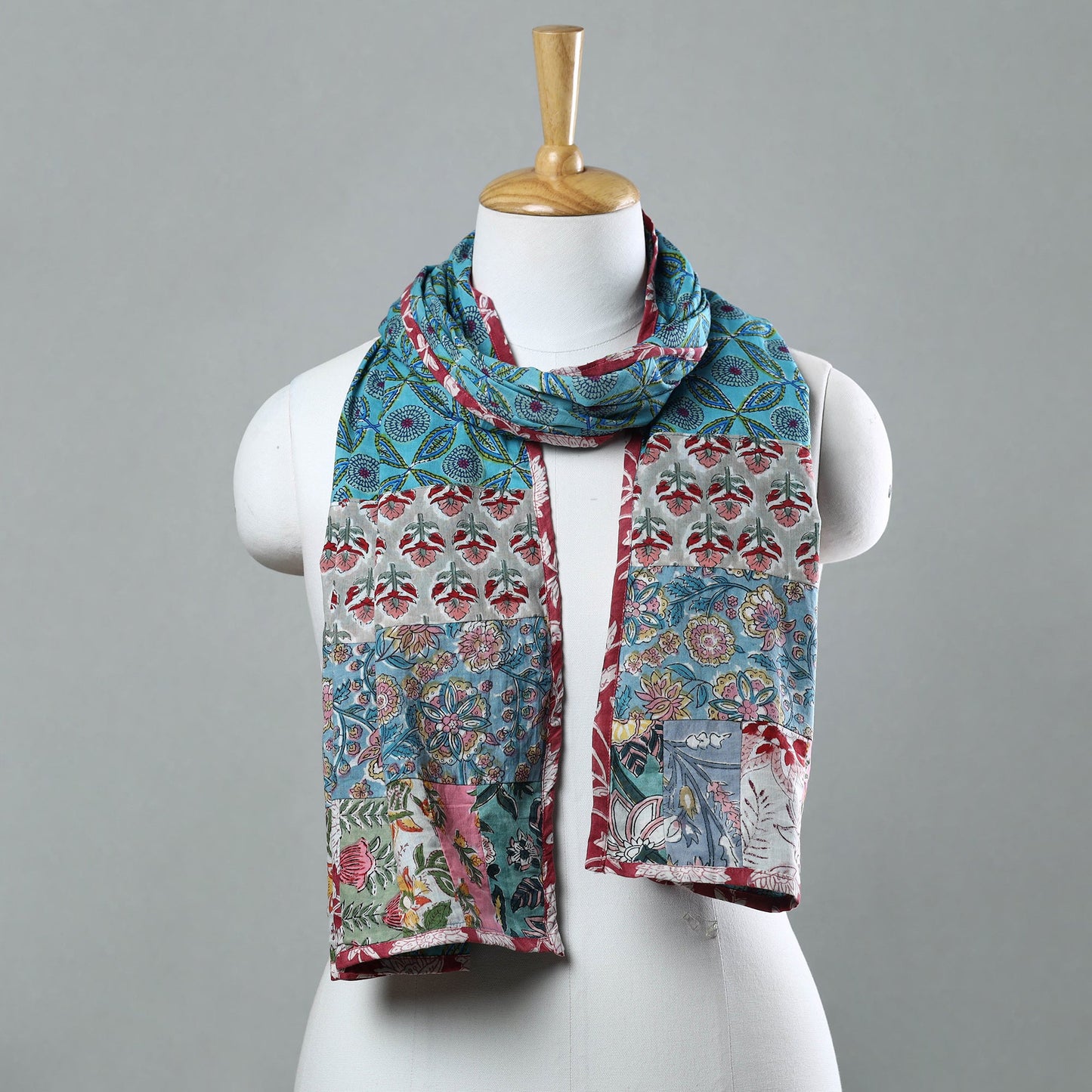 Buy Sanganeri Block Printed Patchwork Cotton Stole 23 Online at iTokri.com