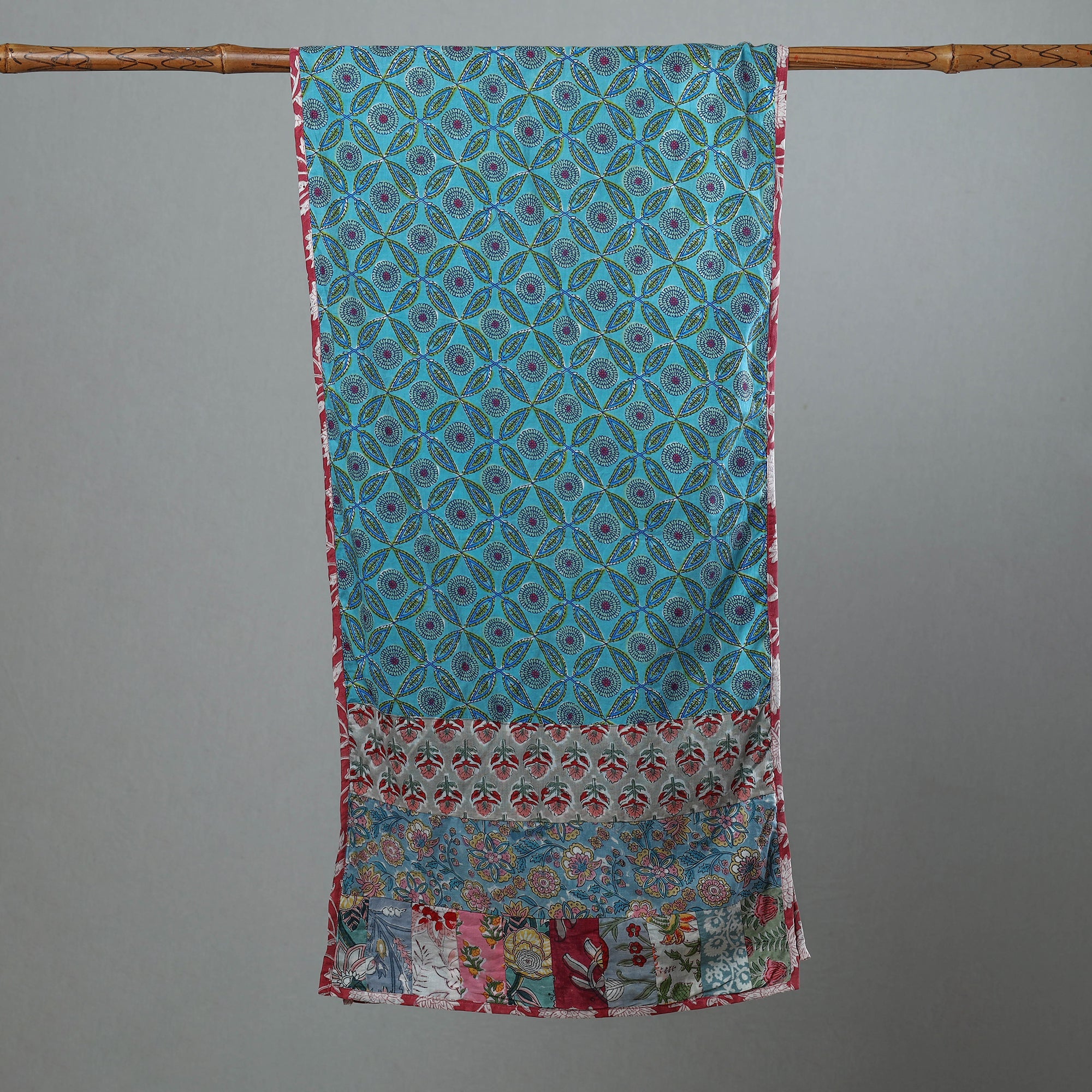 Buy Sanganeri Block Printed Patchwork Cotton Stole 23 Online at iTokri.com