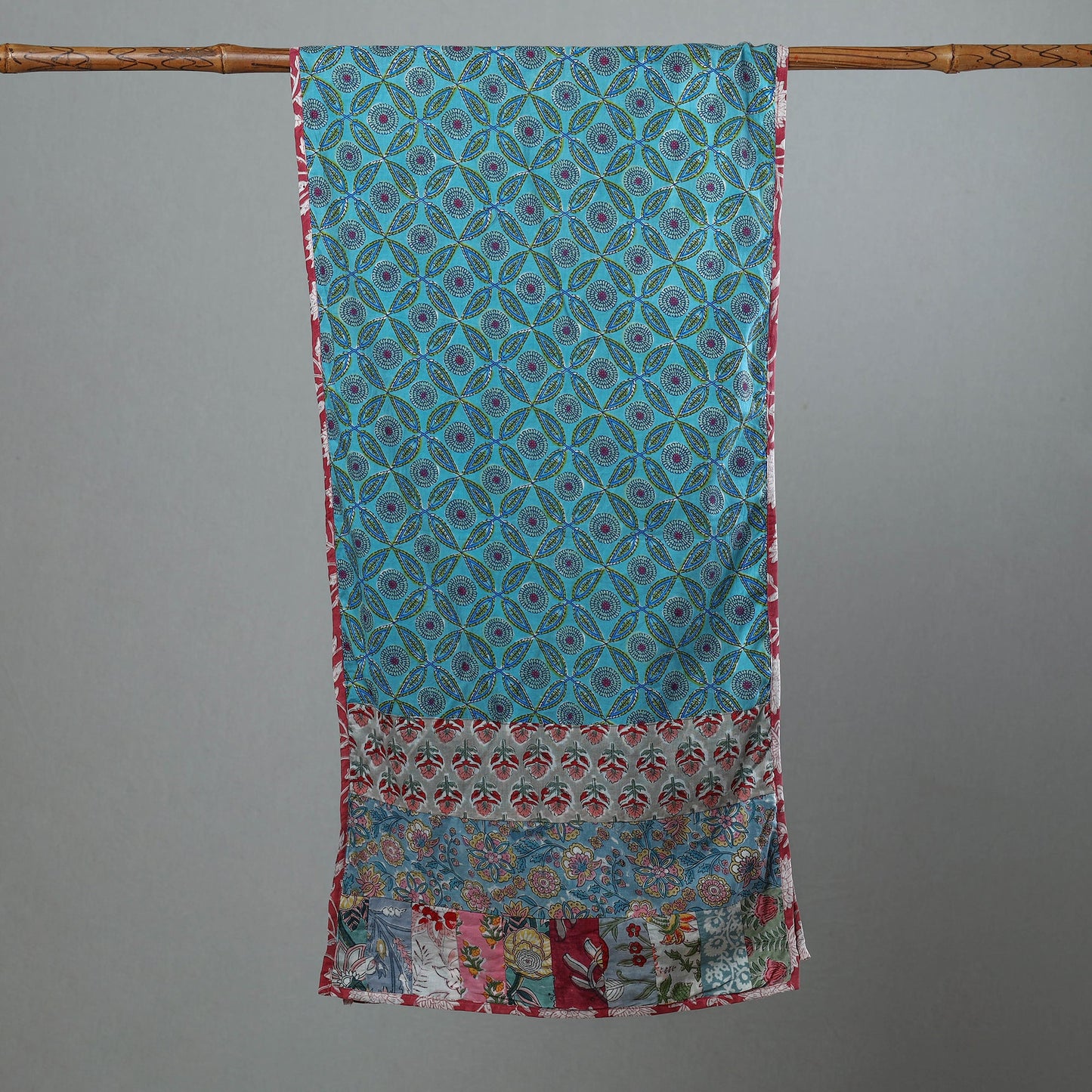 Buy Sanganeri Block Printed Patchwork Cotton Stole 23 Online at iTokri.com
