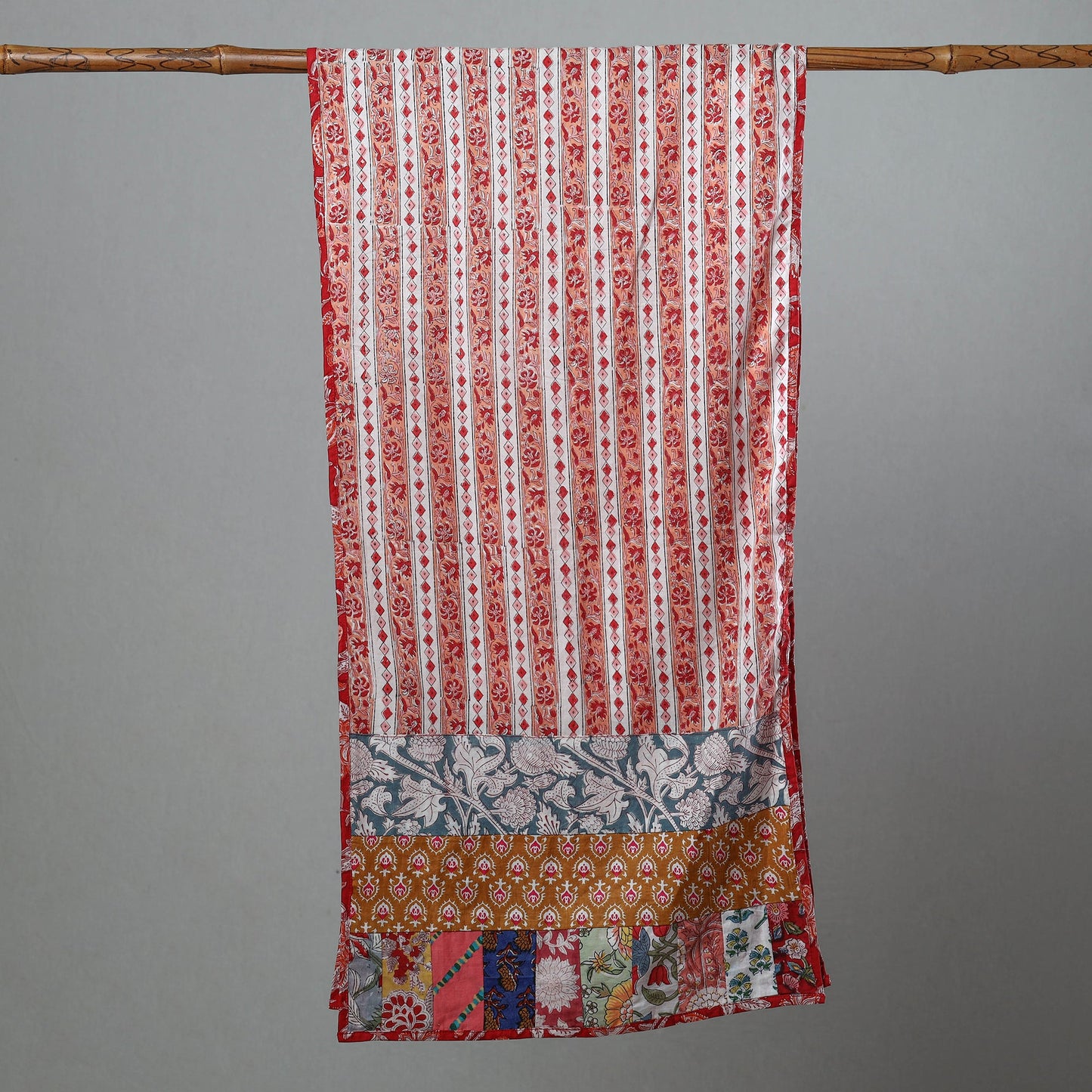  Sanganeri Block Printed Patchwork Cotton Stole 25 Online at iTokri.com