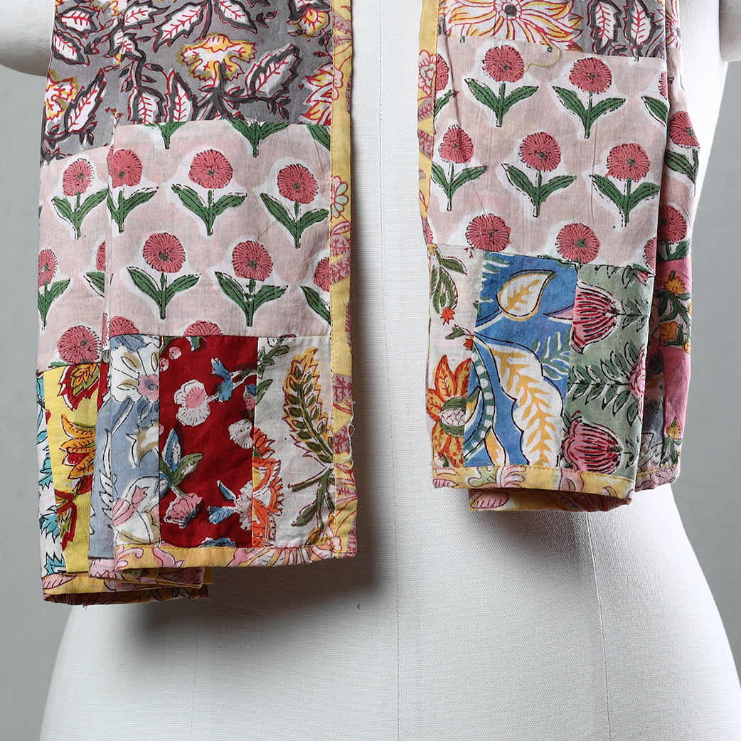 Buy Sanganeri Block Printed Patchwork Cotton Stole 27 Online at iTokri.com
