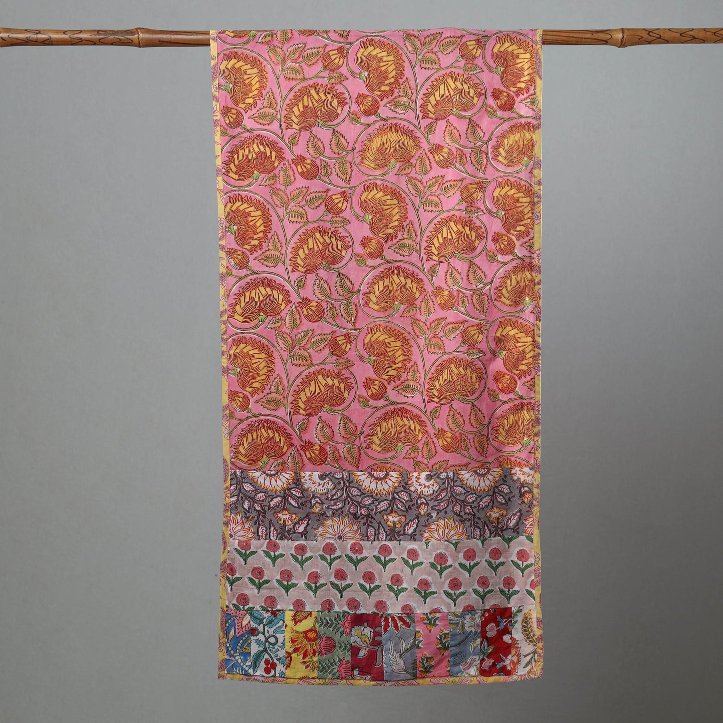 Buy Sanganeri Block Printed Patchwork Cotton Stole 27 Online at iTokri.com