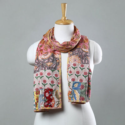 Buy Sanganeri Block Printed Patchwork Cotton Stole 27 Online at iTokri.com