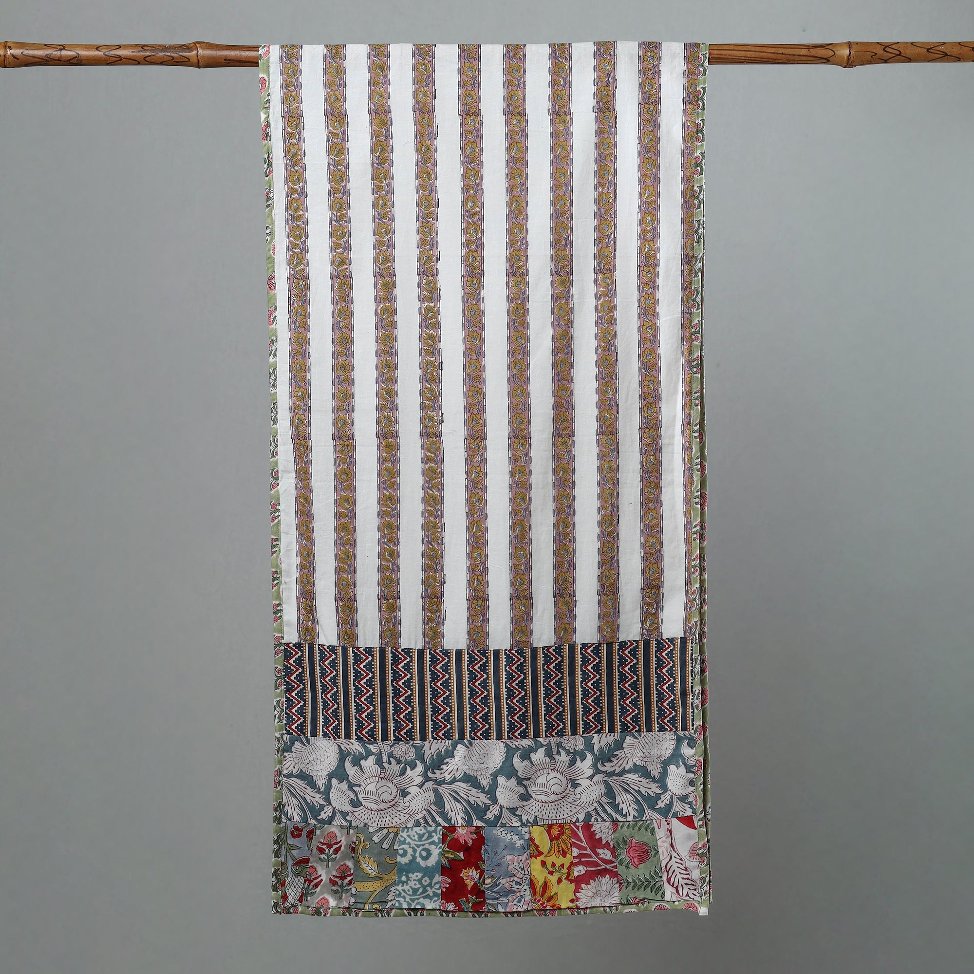  Sanganeri Block Printed Patchwork Cotton Stole 34 