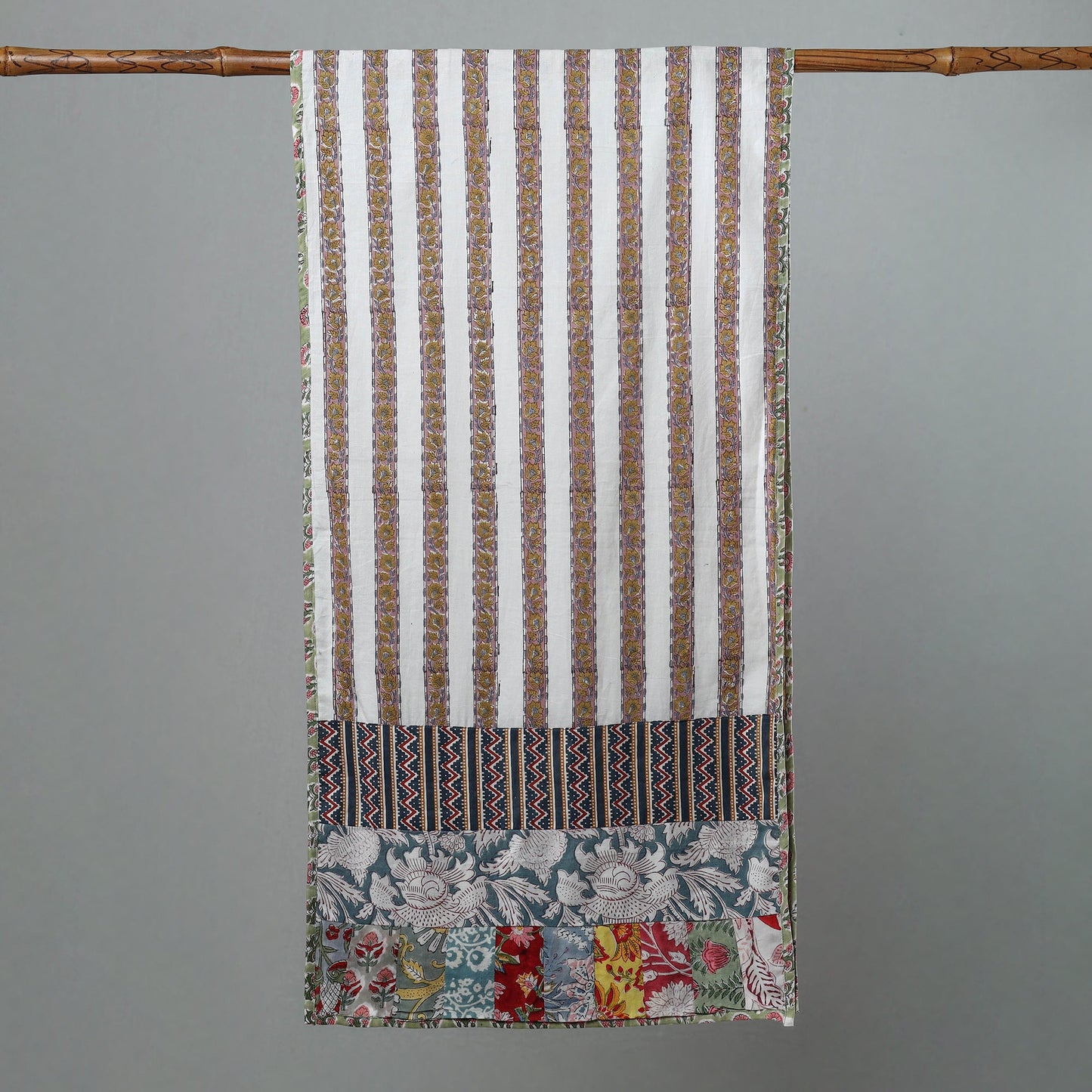  Sanganeri Block Printed Patchwork Cotton Stole 34 