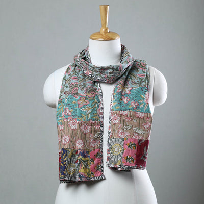 Buy Sanganeri Block Printed Patchwork Cotton Stole 42 Online at iTokri.com