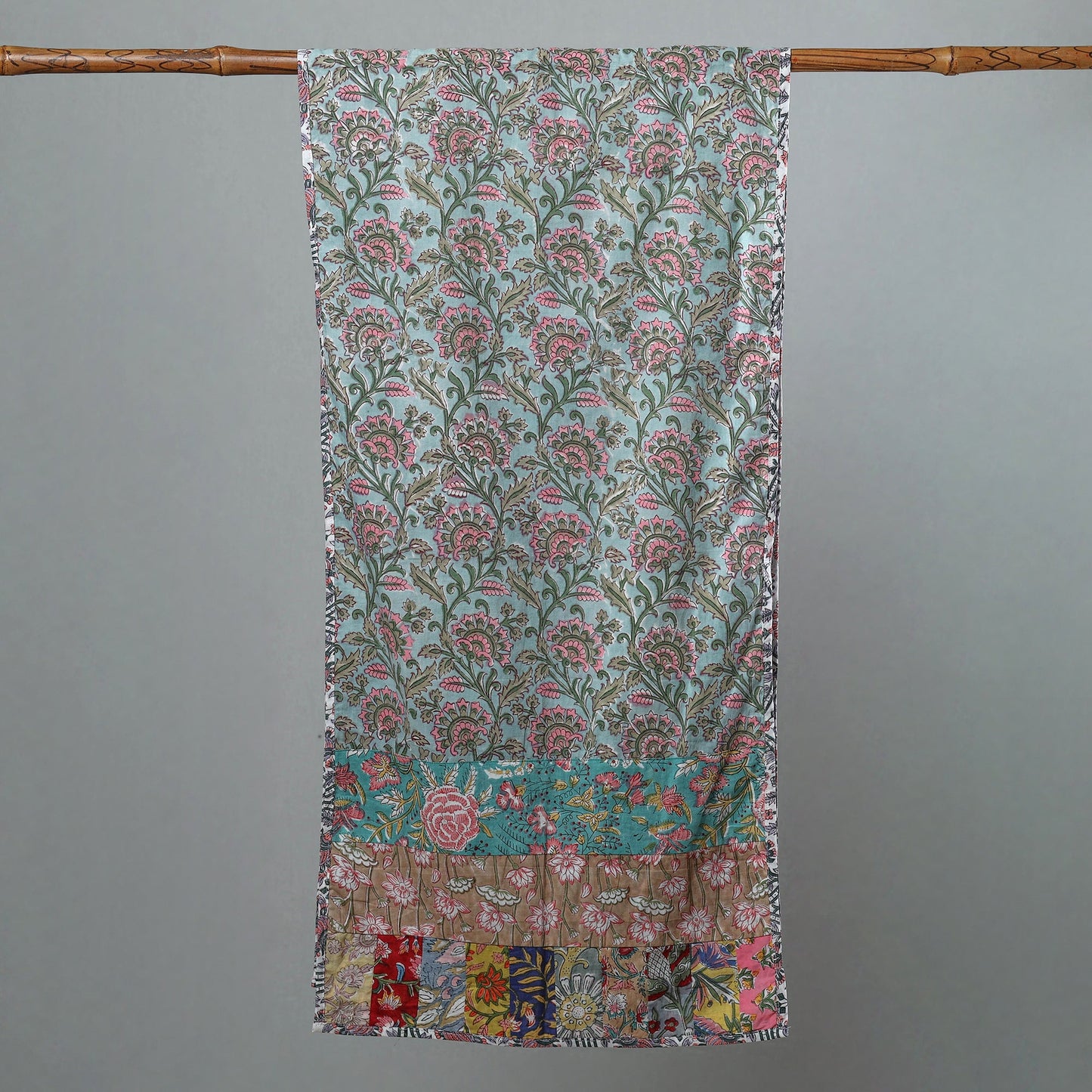Buy Sanganeri Block Printed Patchwork Cotton Stole 42 Online at iTokri.com