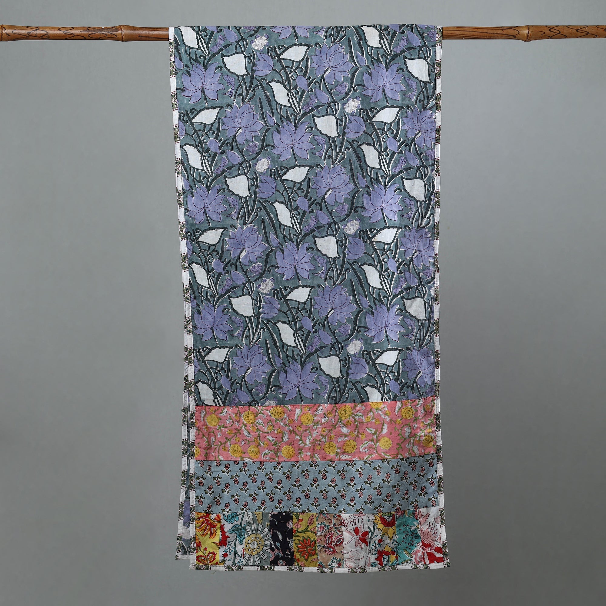  Sanganeri Block Printed Patchwork Cotton Stole 50 