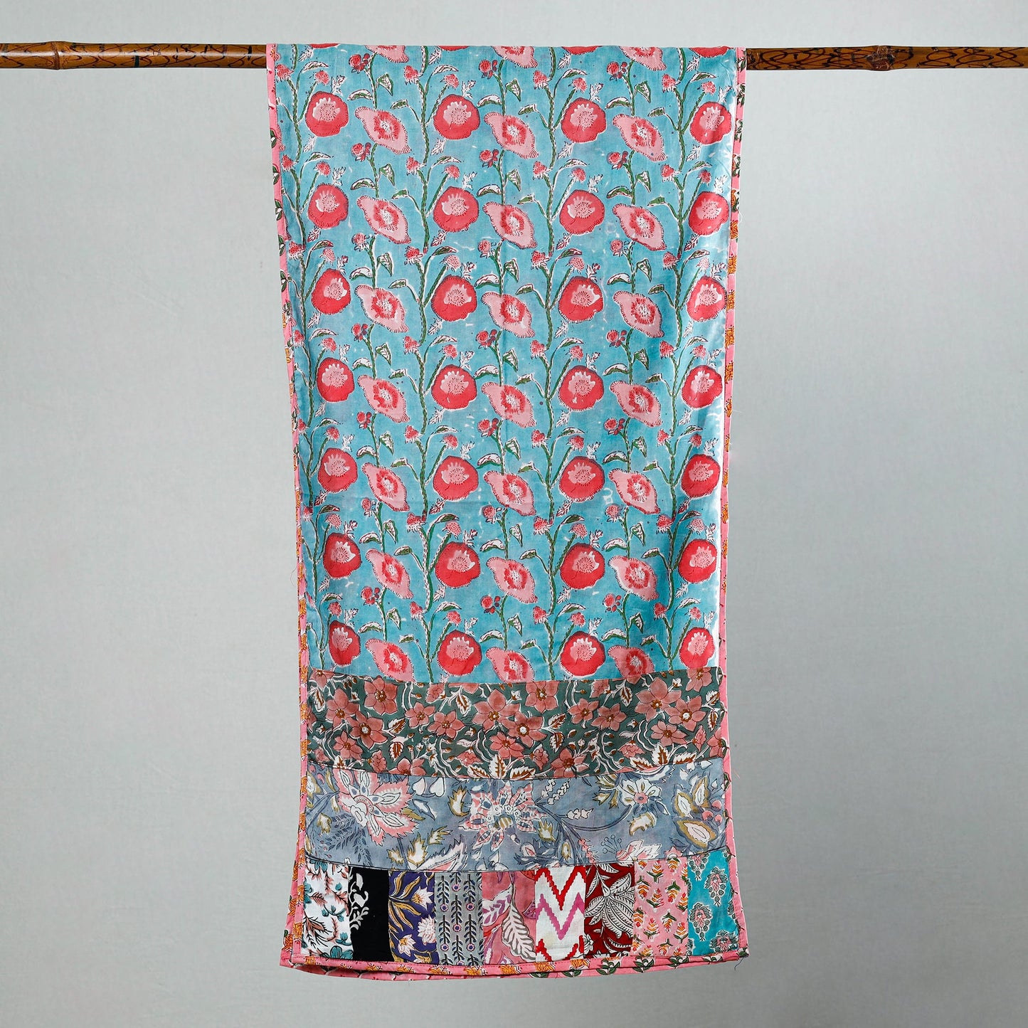  Sanganeri Block Printed Patchwork Cotton Stole 