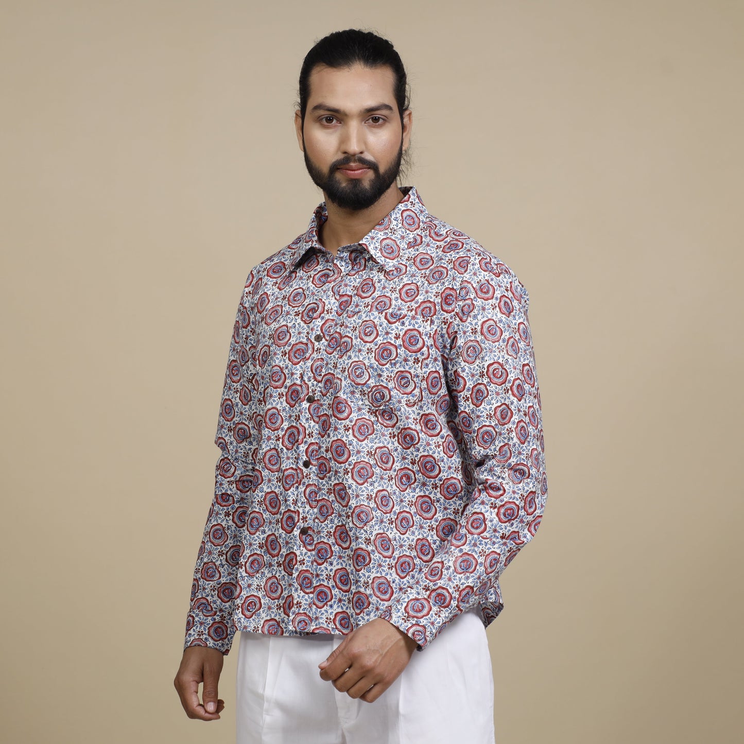 Sanganeri Block Printing Cotton Full Sleeve Men Shirt