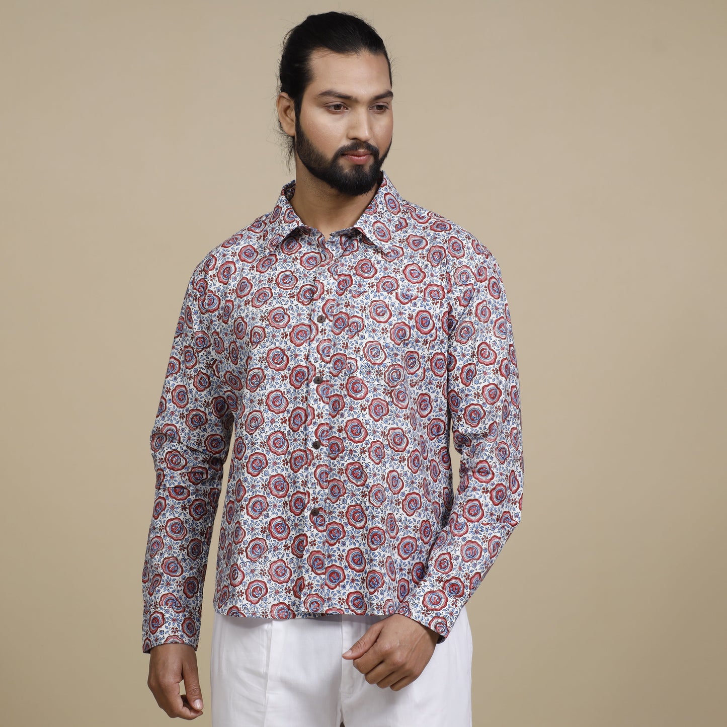 Sanganeri Block Printing Cotton Full Sleeve Men Shirt