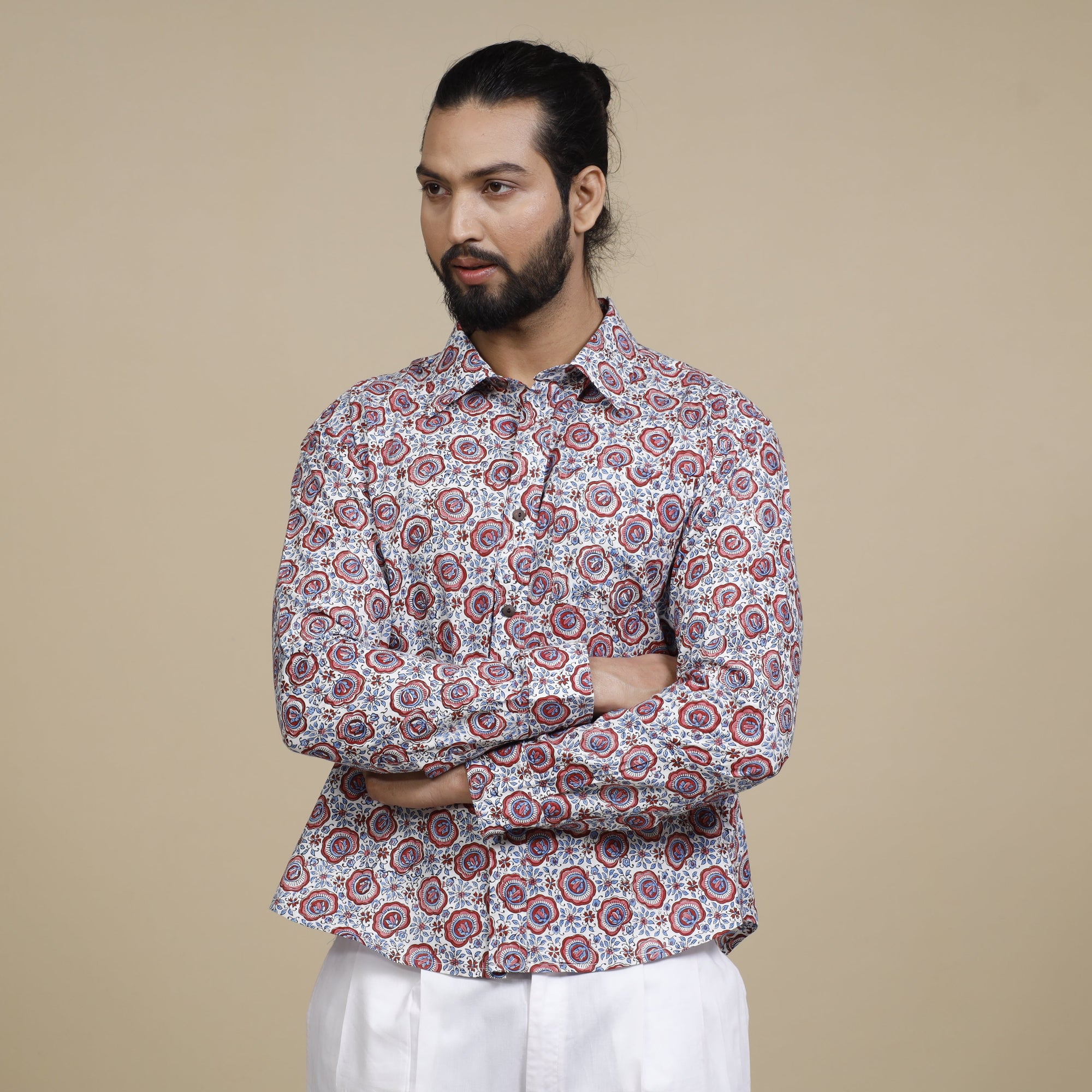 Sanganeri Block Printing Cotton Full Sleeve Men Shirt