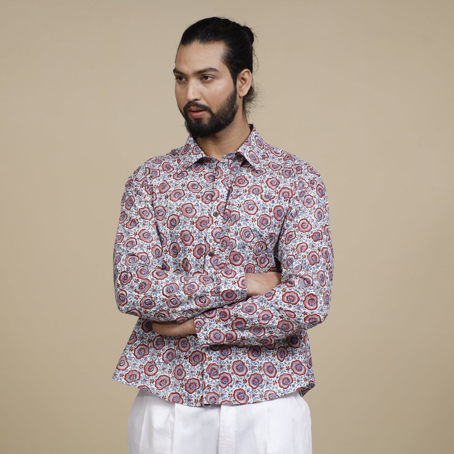 Sanganeri Block Printing Cotton Full Sleeve Men Shirt