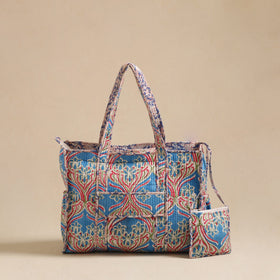Buy Blue Sanganeri Print Quilted Cotton Tote Bag