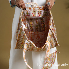 Buy Blue Sanganeri Print Quilted Cotton Tote Bag