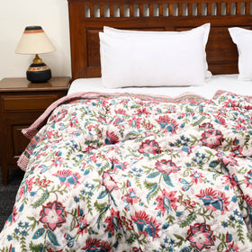  Sanganeri Reversible Double Soft Cotton Quilt/Blanket