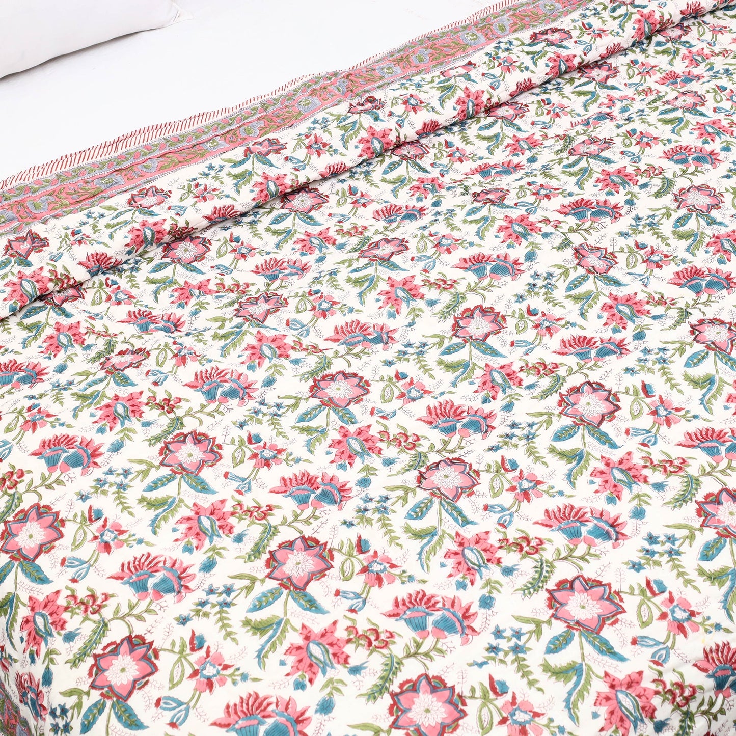  Sanganeri Reversible Double Soft Cotton Quilt/Blanket