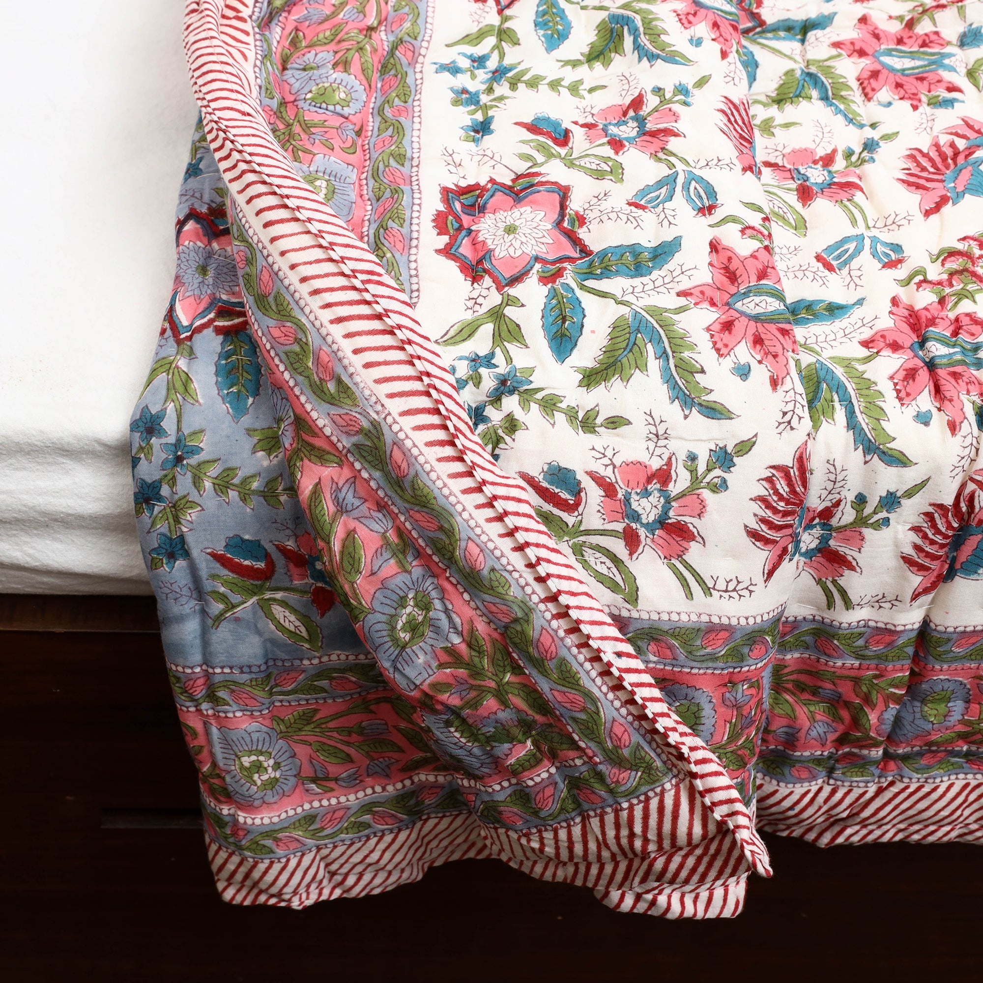  Sanganeri Reversible Double Soft Cotton Quilt/Blanket