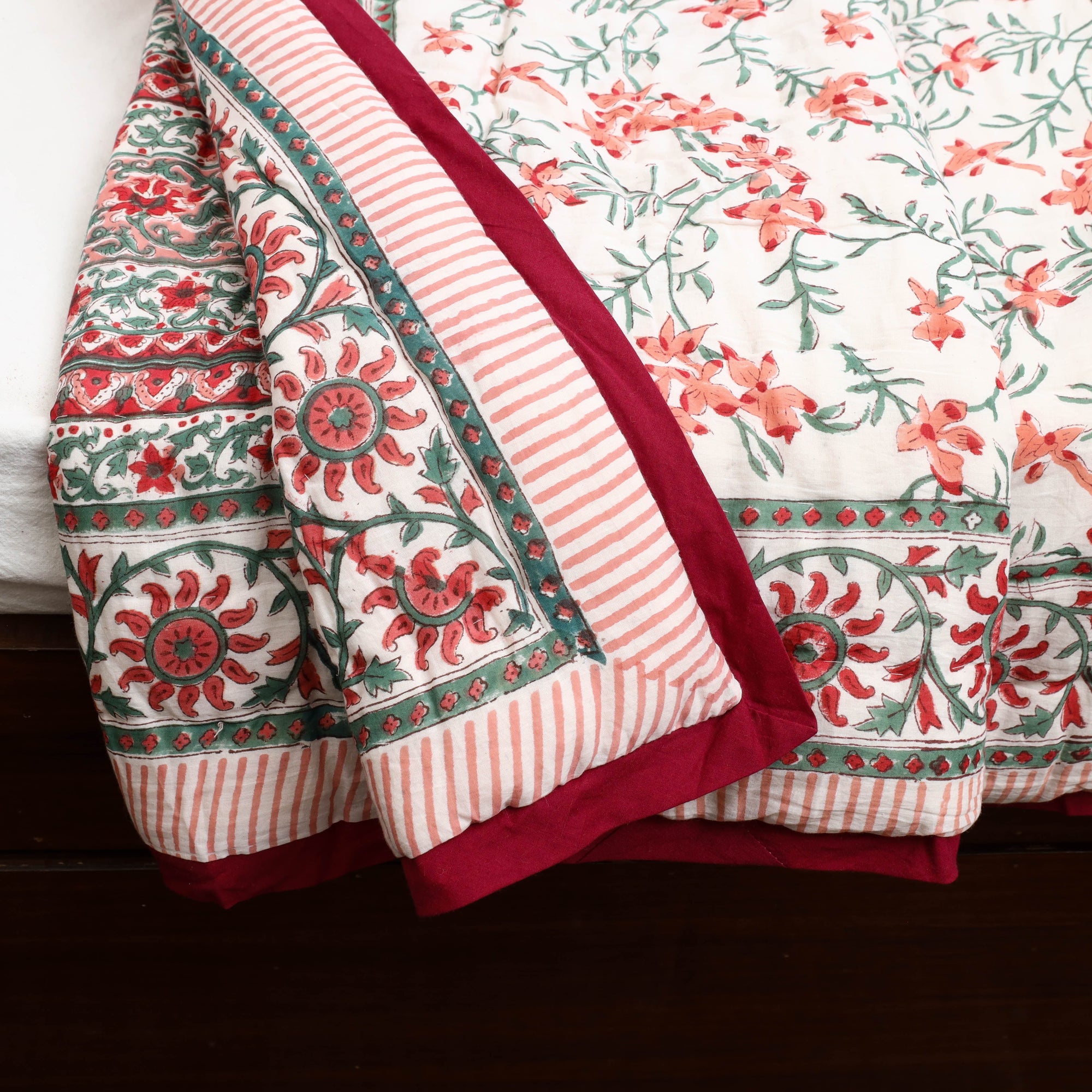  Sanganeri Reversible Double Soft Cotton Quilt/Blanket