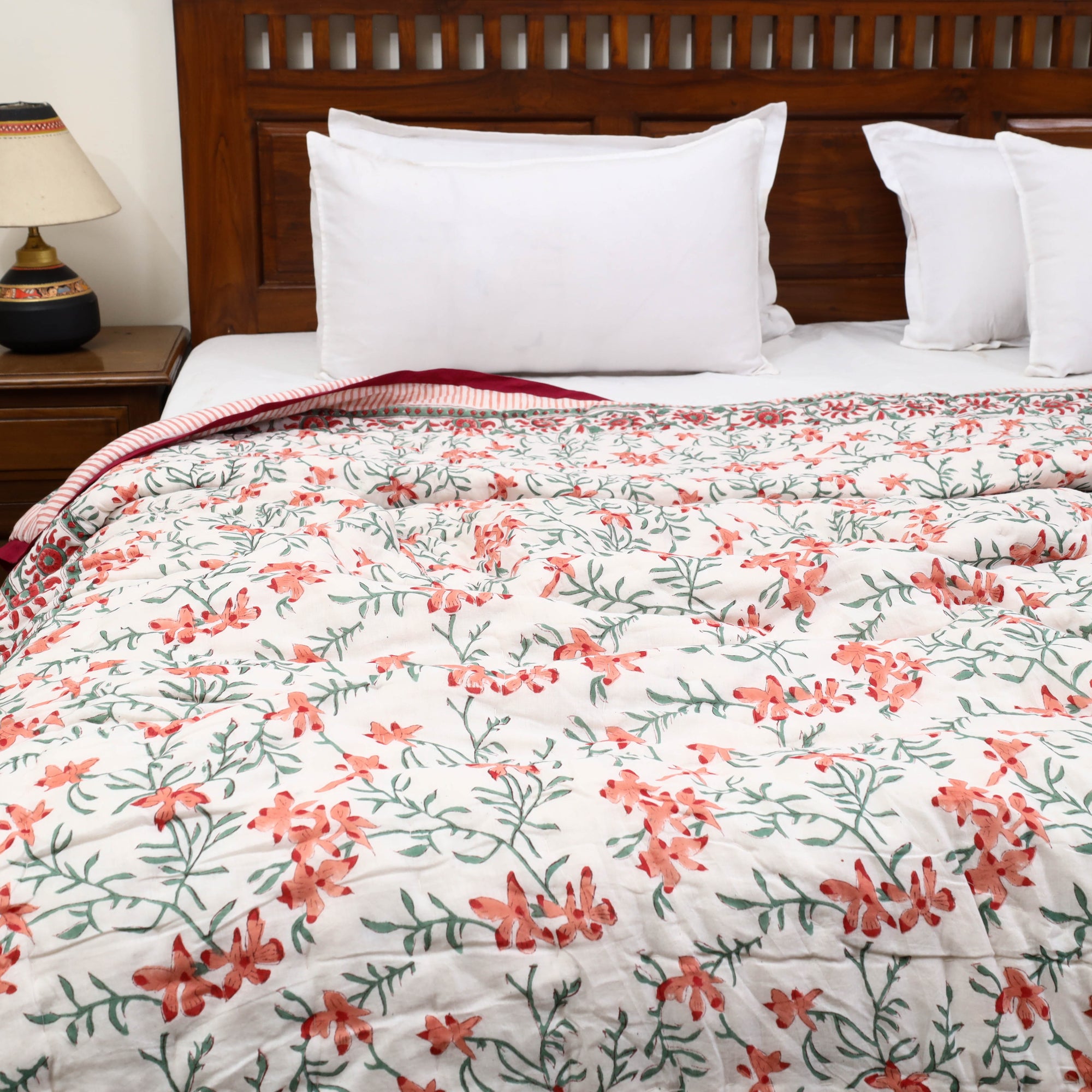  Sanganeri Reversible Double Soft Cotton Quilt/Blanket