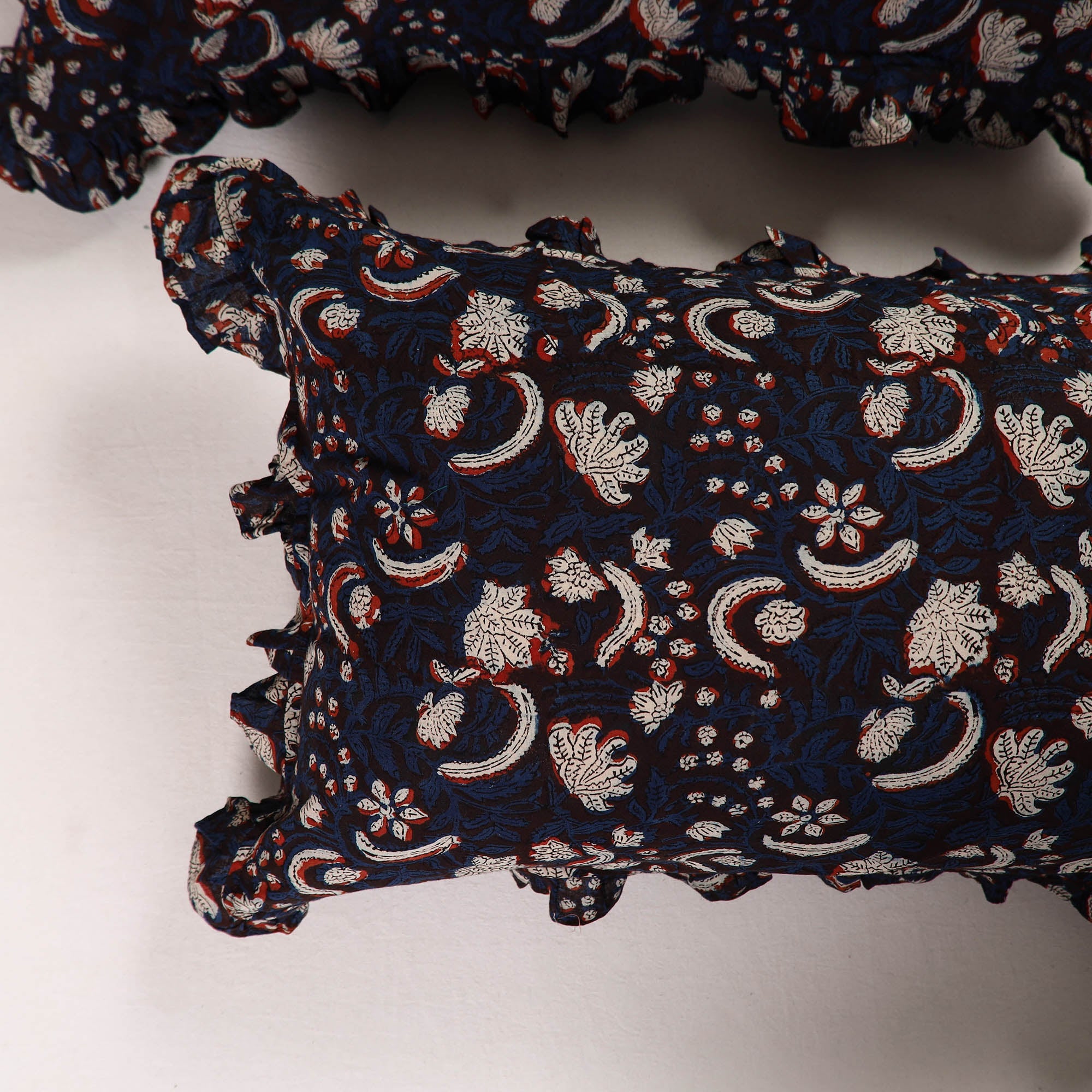 Multicolor - set of 2 bagru cotton frill pillow covers 08