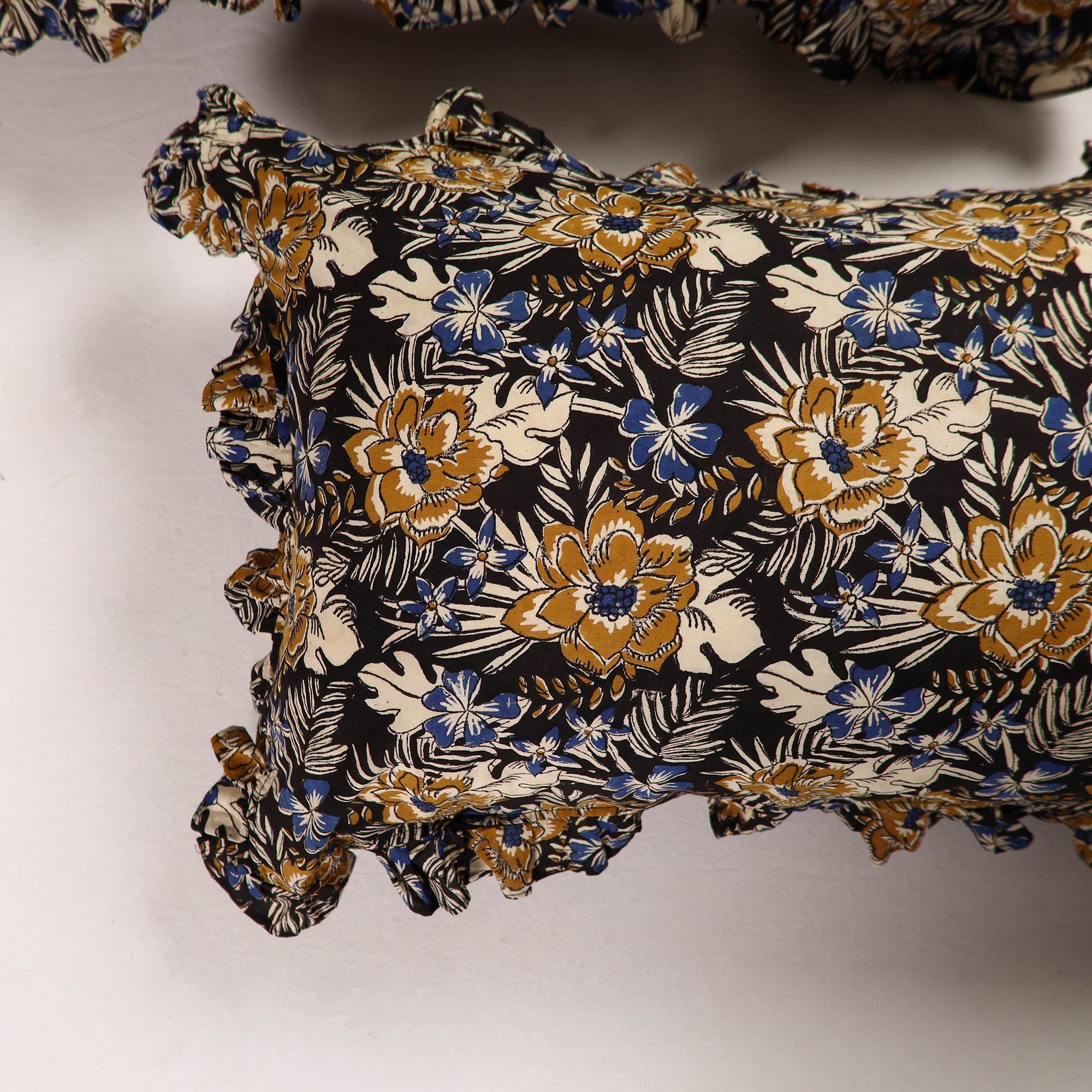 Multicolor - set of 2 bagru cotton frill pillow covers 13