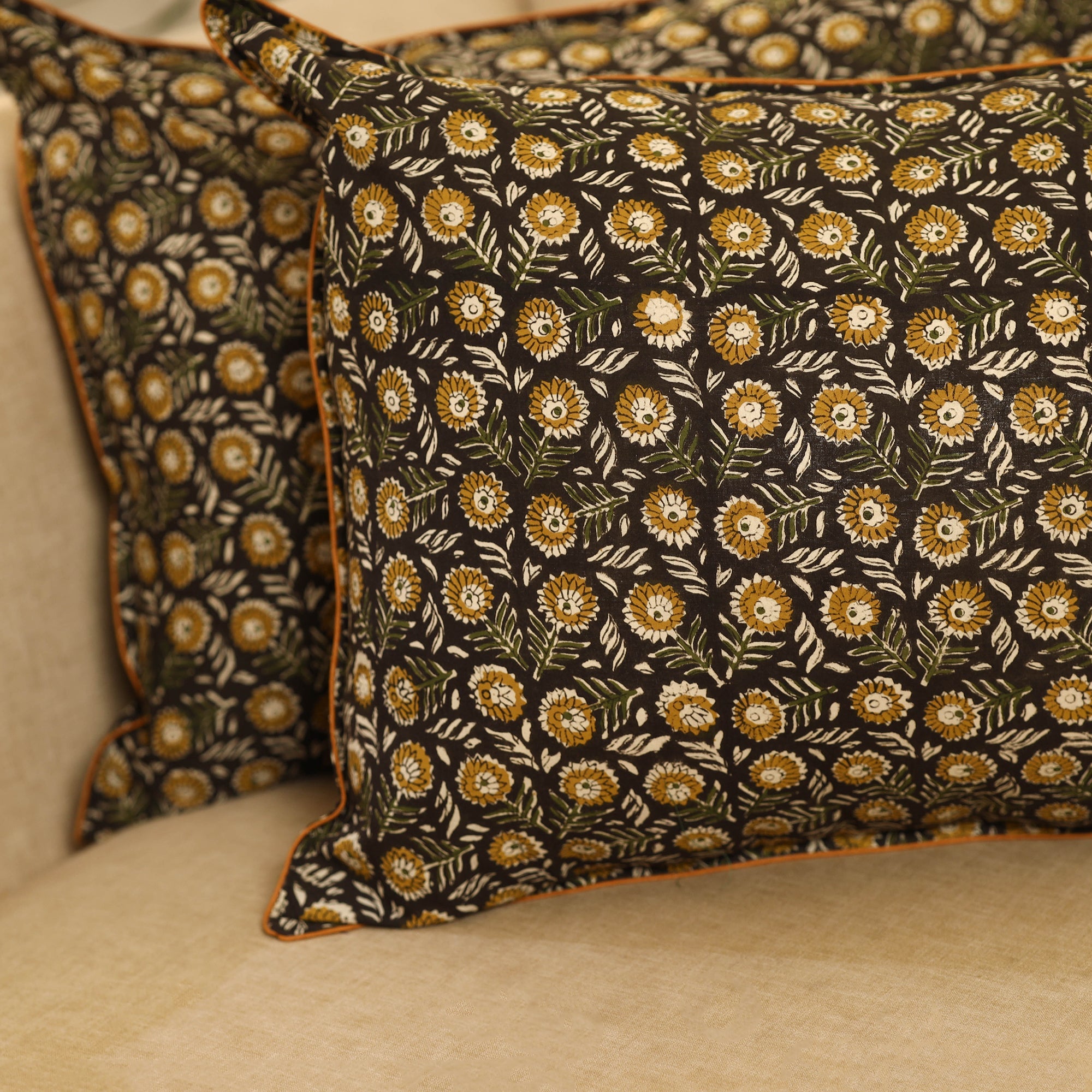 Buy Set of 2 Multicolor Bagru Block Print Cotton Pillow Covers