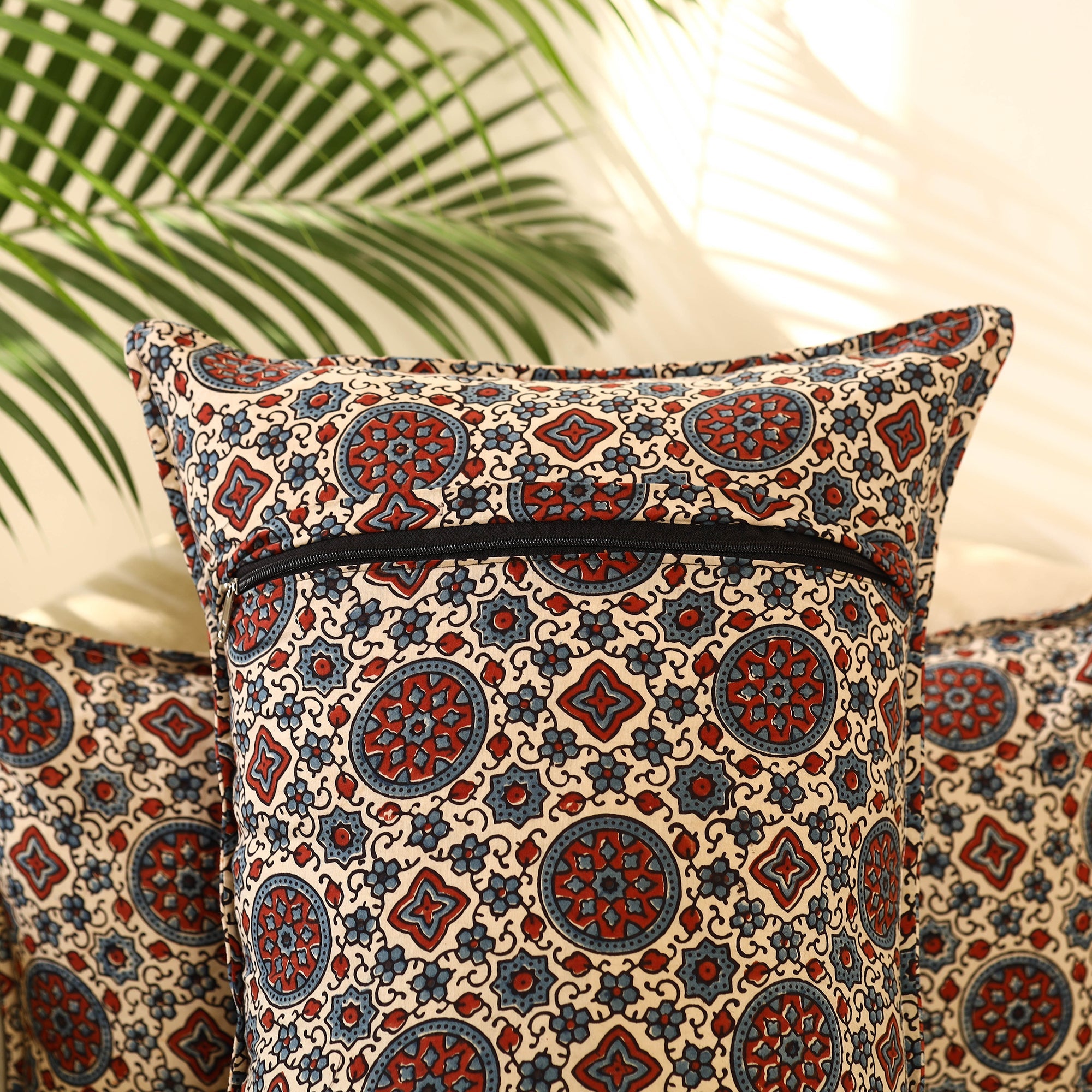 Buy Set of 2 Multicolor Ajrakh Block Print Cotton Pillow Covers